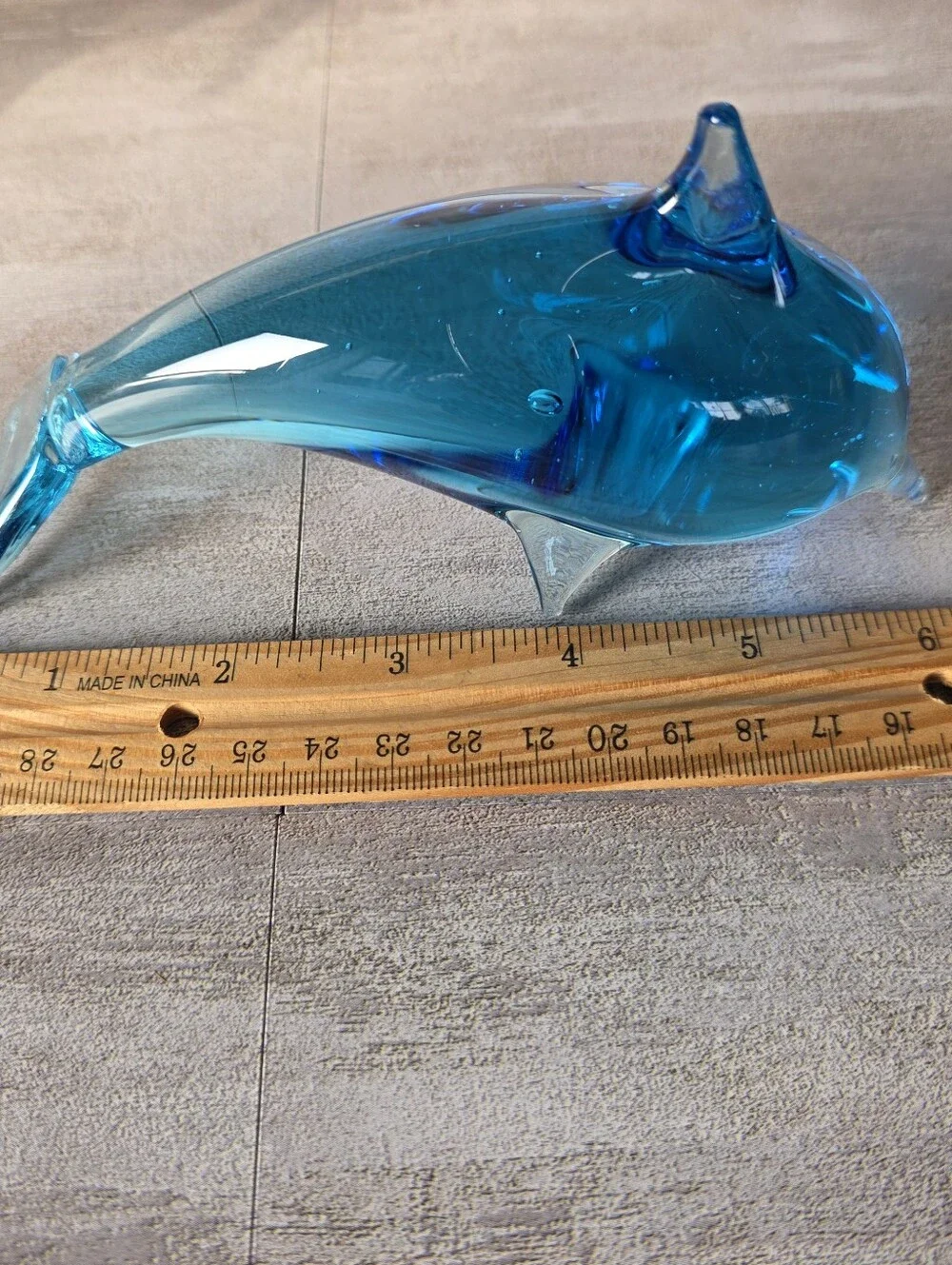 Blue Art Glass Dolphin Figurine - Decorative Home Accent